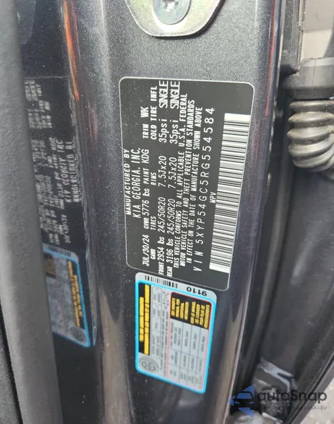 2024 Kia Telluride Sx z USA, uszkodzony, nr VIN 5XYP54GC5RG554584